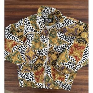 Vintage River Edge Sport Baroque Style Bomber Jacket With Shoulder Pads Medium